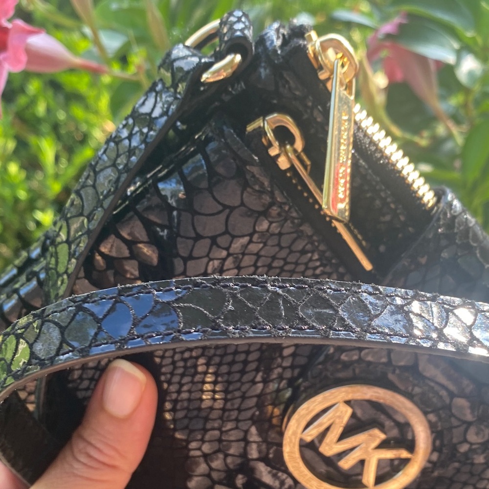 Michael Kors Black Python Embossed Leather Crossb… - image 6